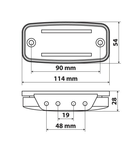 Luce ingombro 2 LED con catarifrangente e staffa 10 30V IP67 Arancio 114x54