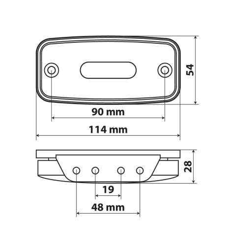 Luce ingombro 4 LED con catarifrangente e staffa 10 30V IP67 Arancio 114x54