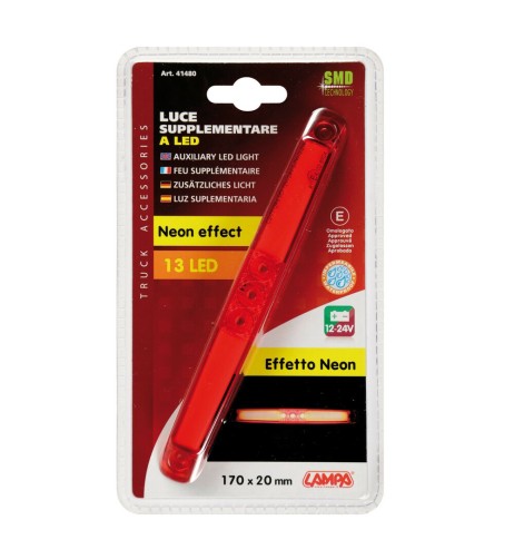 Luce ingombro a 13 LED 12 24v Impermeabile rosso effetto neon 170x20mm