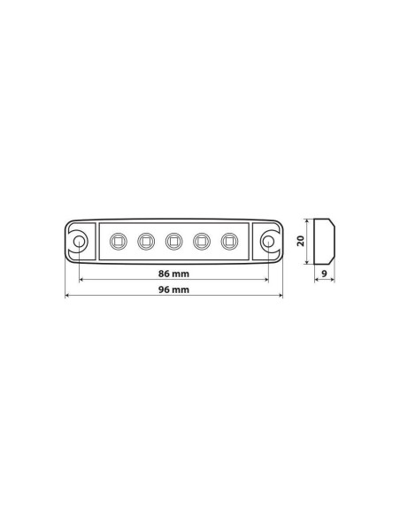 Luce ingombro a 5 Led montaggio in superficie 12 24V arancio