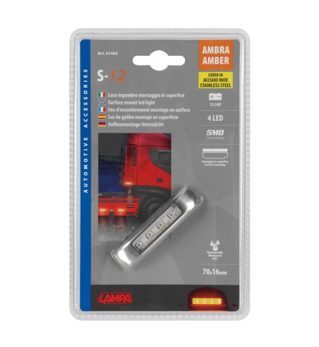 Luce ingombro perimetrale a 4 Led 12 24V cover inox Arancio