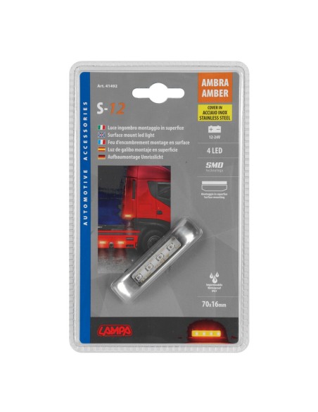 Luce ingombro perimetrale a 4 Led 12 24V cover inox Arancio