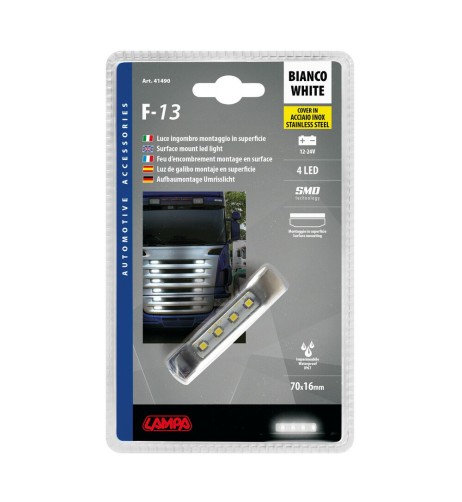 Luce ingombro perimetrale a 4 Led 12 24V cover inox Bianco