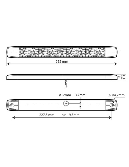 Luce ingombro posizione stop a 9 Led montaggio in superficie 12 24V rosso