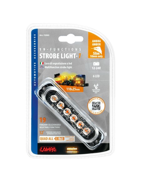 Luce strobo Impermeabile multifunzione a 6 Led 12 24V Arancio