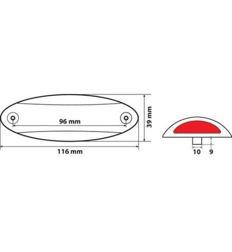 Luce supplementare a 4 Led bianco rosso 9 32V scocca bianco omologata