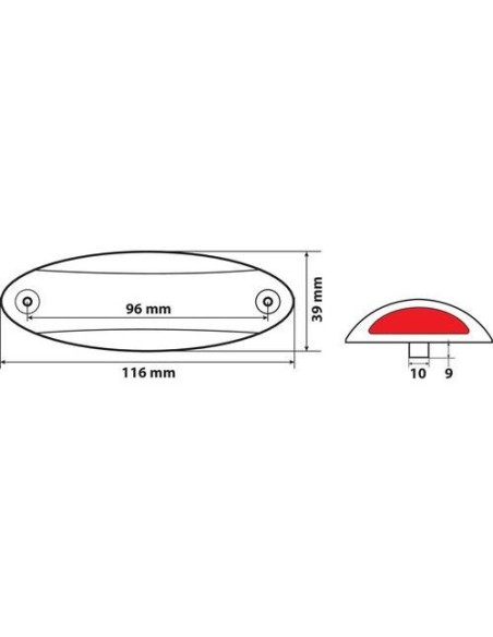 Luce supplementare a 4 Led bianco rosso 9 32V scocca nero omologata