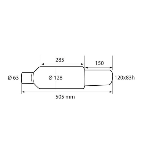 Marmitta universale inox uscita ovale inclinata MU 2