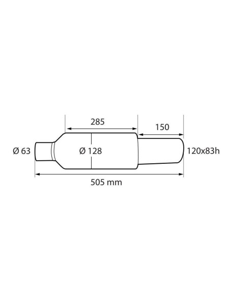 Marmitta universale inox uscita ovale inclinata MU 2