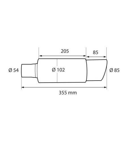 Marmitta universale inox uscita rotonda inclinata MU 3