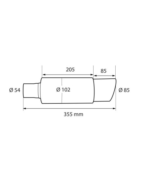 Marmitta universale inox uscita rotonda inclinata MU 3