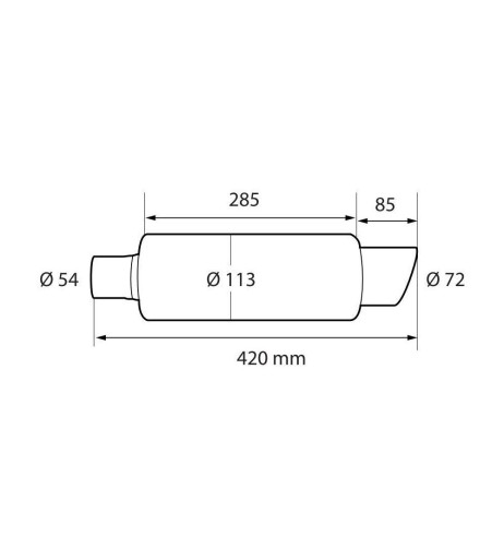 Marmitta universale inox uscita rotonda inclinata MU 4