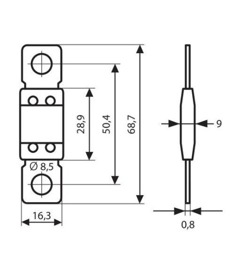 Maxi fusibile lamellare tipo ANL 12 32V 100A