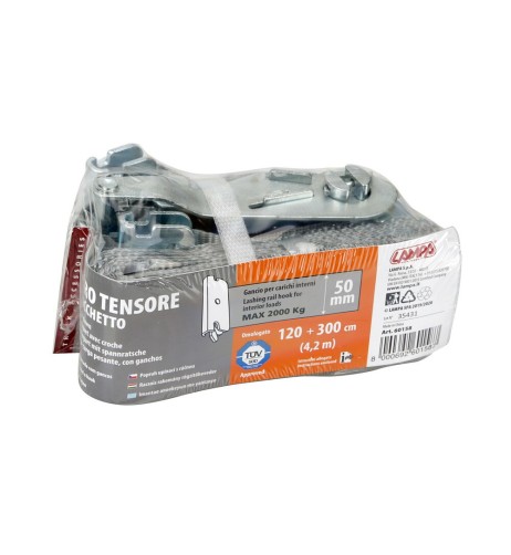 Nastro tensore con cricchetto Gancio per carichi interni 1 2 3 m