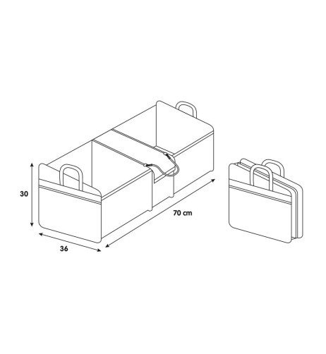 Organizer porta oggetti per baule auto taglia XL 70x30x36cm