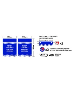 Oscura Set tende centrali per camion cabina alta colore blu 2