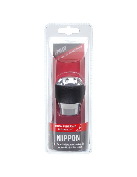 Pomello cambio cromo e pelle nera Nippon