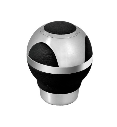 Pomello cambio pelle e alluminio Globe nero