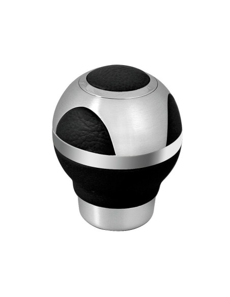 Pomello cambio pelle e alluminio Globe nero