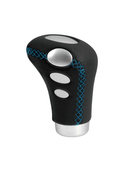 Pomello cambio universale Cobra 1 in pelle con cuciture blu