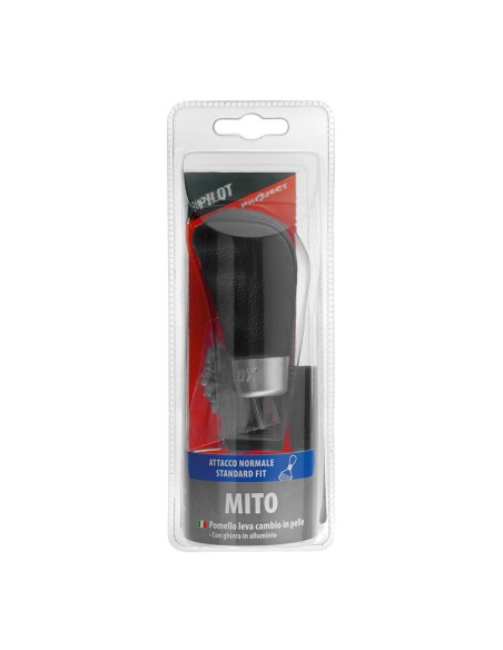 Pomello cambio universale Mito alluminio e pelle