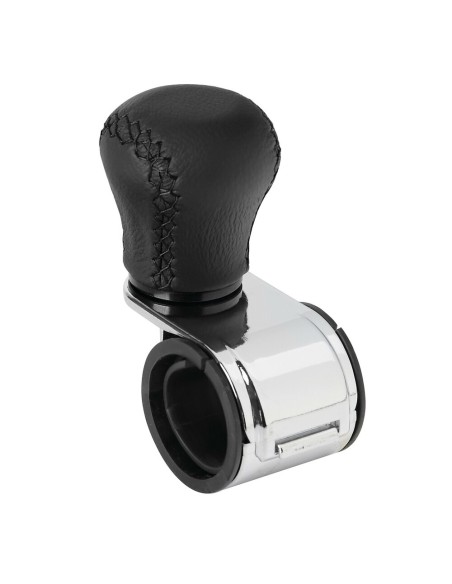Pomello volante in in pelle con cuciture nere staffa cromata