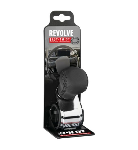 Pomello volante in in pelle con cuciture nere staffa cromata