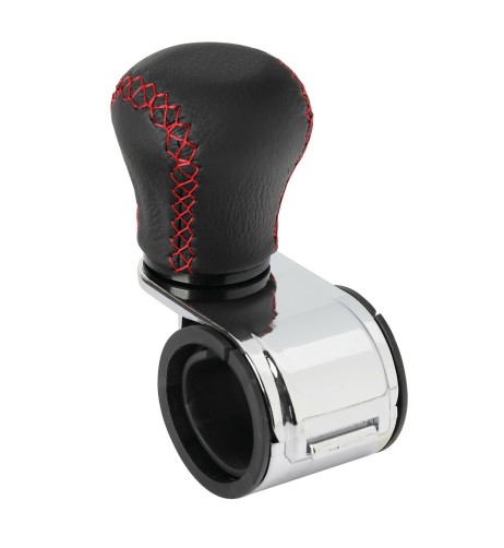 Pomello volante in in pelle con cuciture rosse staffa cromata