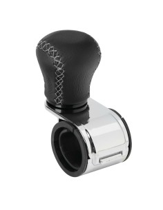 Pomello volante in in pelle con cuciture silver staffa cromata