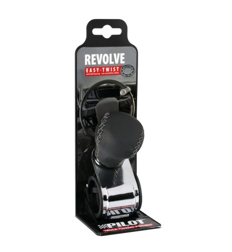 Pomello volante in in pelle con cuciture silver staffa cromata