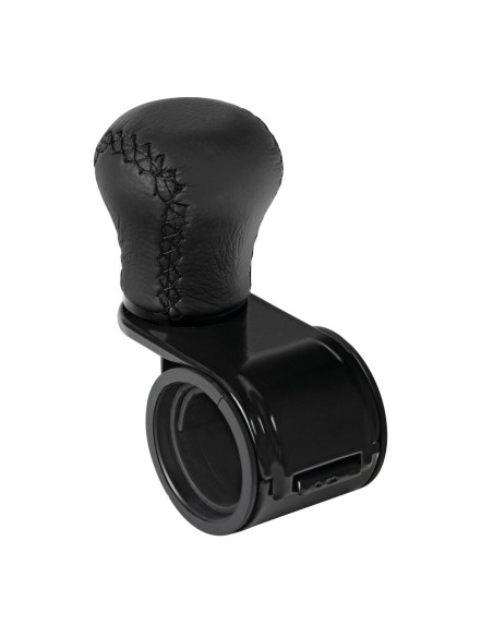 Pomello volante in pelle con cuciture nere staffa nera