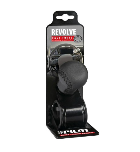 Pomello volante in pelle con cuciture nere staffa nera