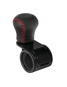 Pomello volante in pelle con cuciture rosse staffa nera