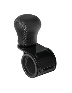 Pomello volante in pelle con cuciture silver staffa nera