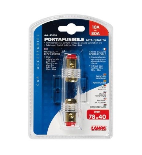 Porta fusibile AGU contatti rame laminato oro per fusibili in vetro 10 80A