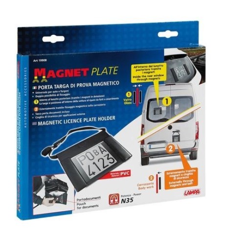 Porta targa di prova magnetico con tasca porta documenti