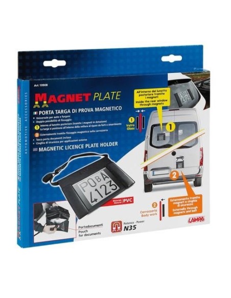 Porta targa di prova magnetico con tasca porta documenti