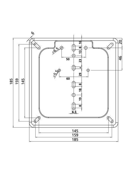 Porta targa in acciaio inox Cromo 185x185mm