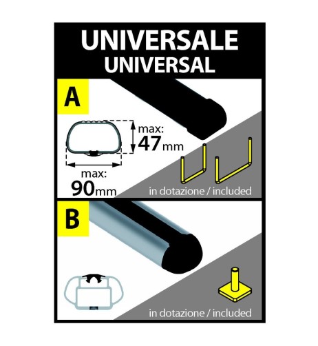 Portabiciclette universale in acciaio con serratura per barre portatutto