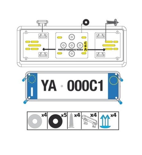 Portatarga anteriore auto universale in ABS cromo 19925