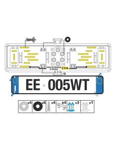 Portatarga posteriore auto universale in ABS cromo 19905 2