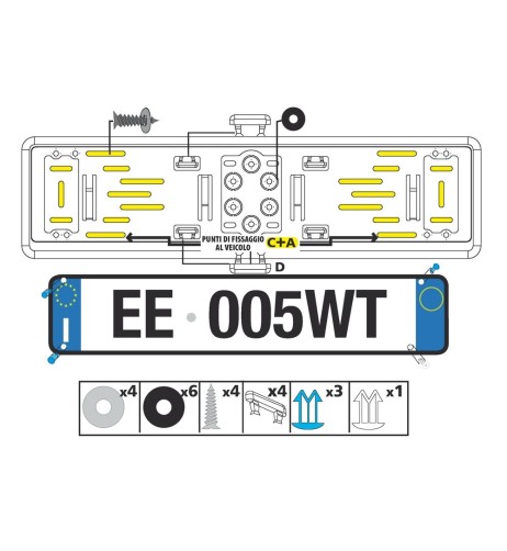 Portatarga posteriore auto universale in ABS cromo 19905