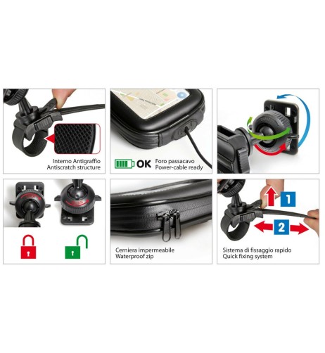 Portatelefono impermeabile da Moto e Bici fissaggio manubrio