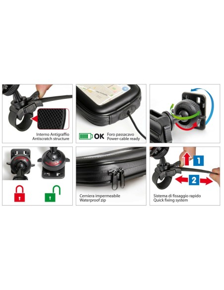 Portatelefono impermeabile da Moto e Bici fissaggio manubrio