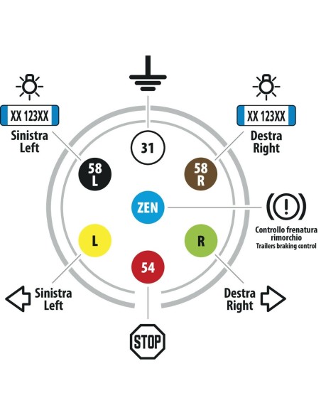 Presa 7 poli 24N in Metallo veicoli 24V