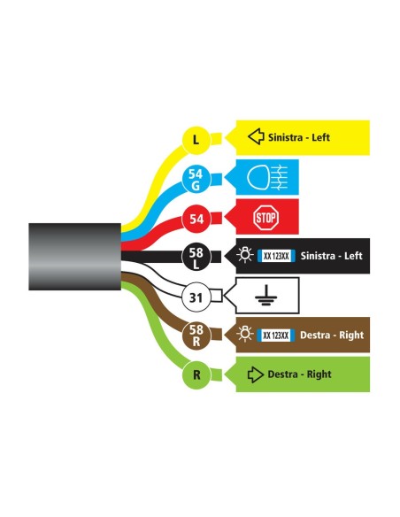 Presa 7 poli impermeabile con cablaggio da 160 cm
