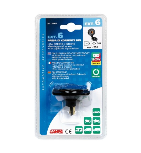 Presa accendisigari Din montaggio ad incasso 12 24V