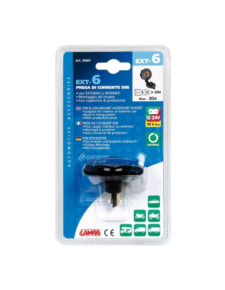 Presa accendisigari Din montaggio ad incasso 12 24V