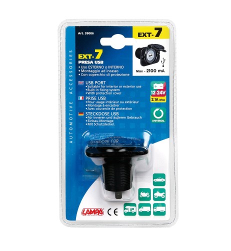 Presa Usb singola montaggio ad incasso 12 24V