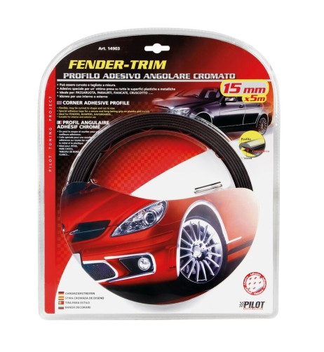Profilo adesivo angolare cromato auto 5 metri larghezza 15mm